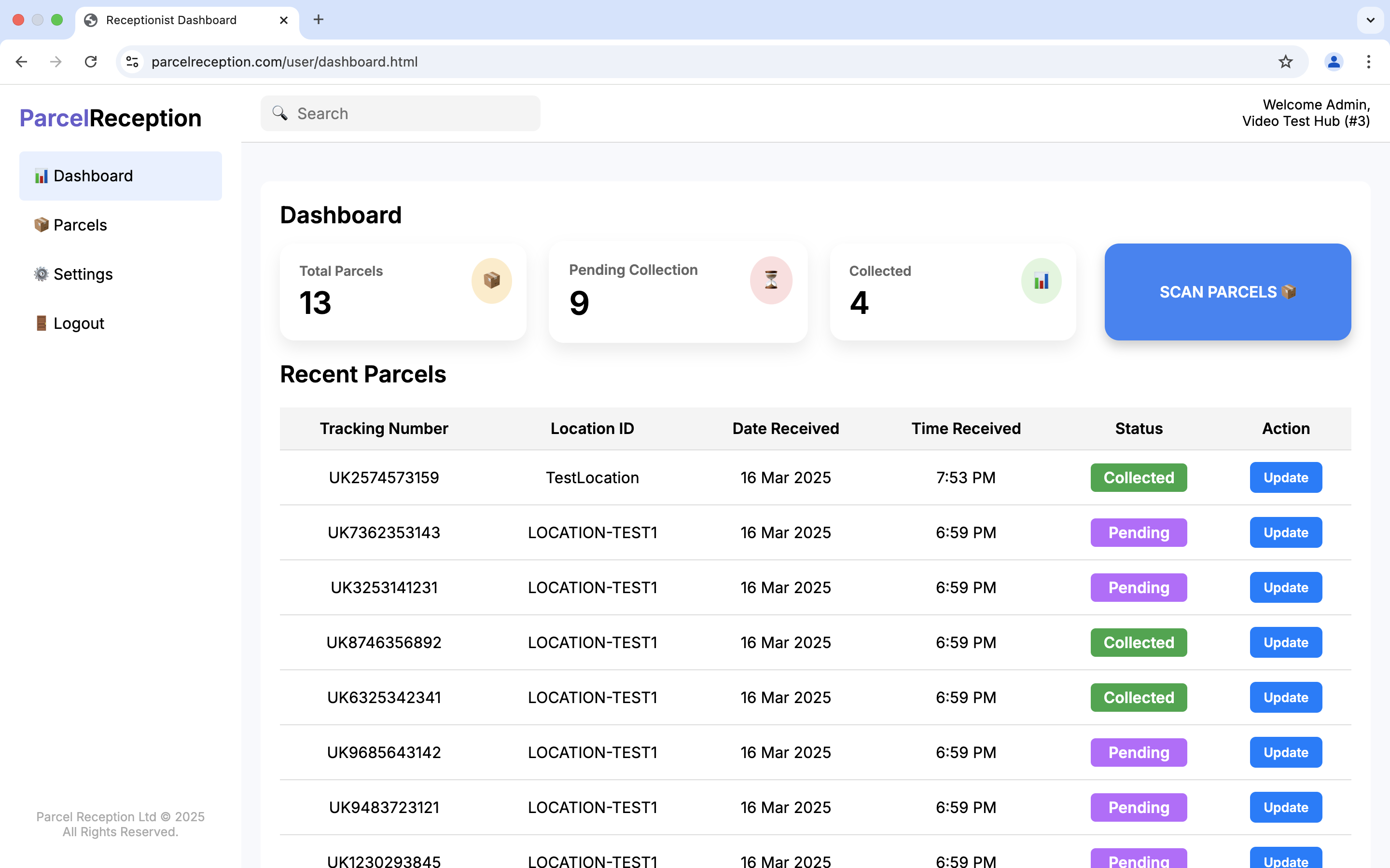 Parcel Management Dashboard